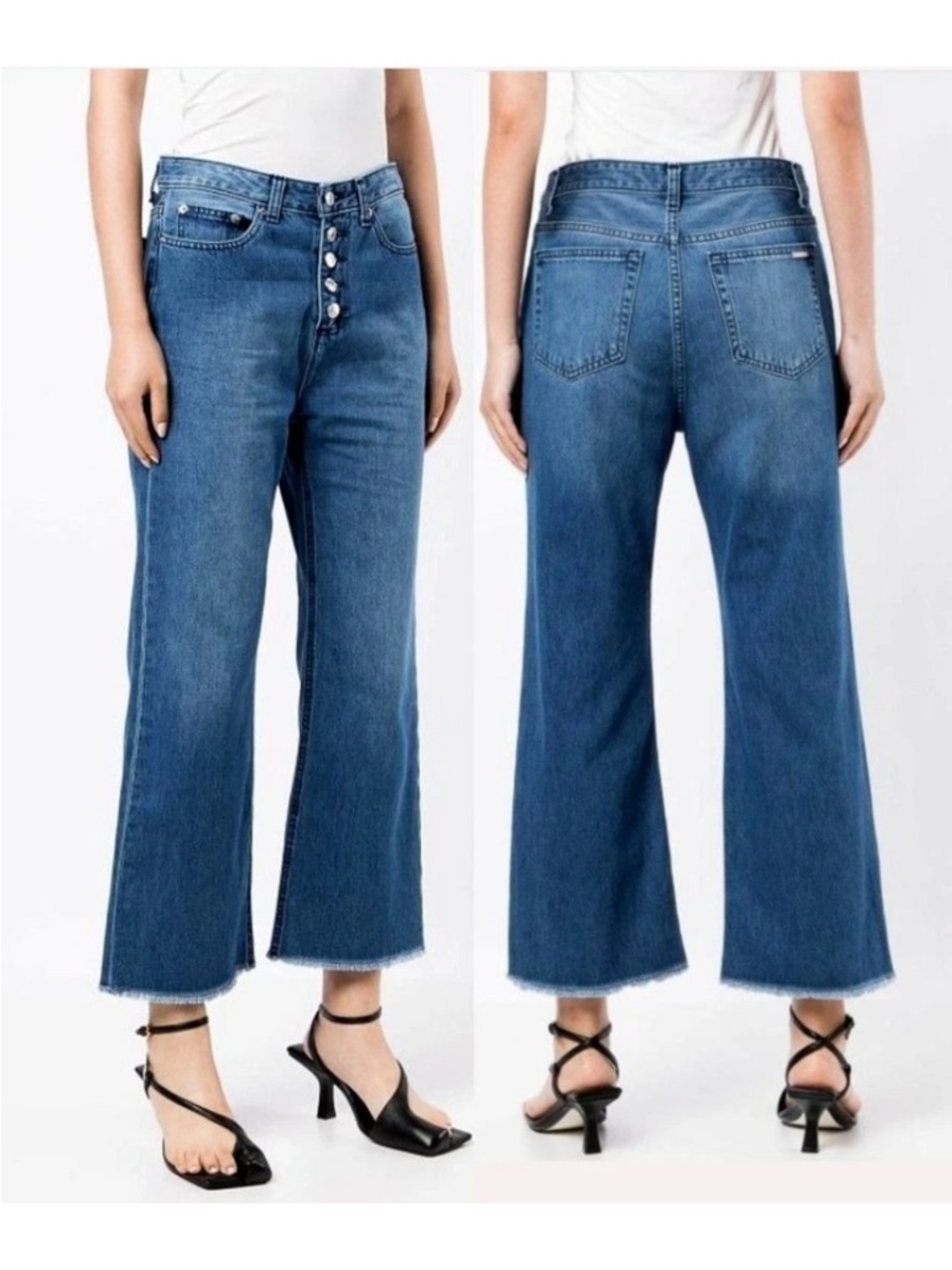 Michael Kors Pants Selma Butyon Fly Cropped Flare High Rise Pants NEW size 16